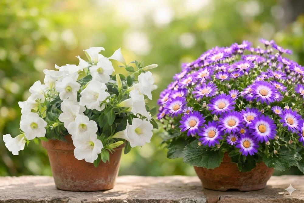 ペチュニアとサイネリア（シネラリア）